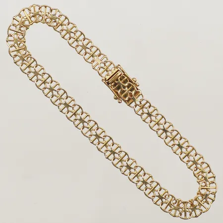Armband X-länk med stav längd 19cm, bredd 6mm, 18K  Vikt: 6,2 g