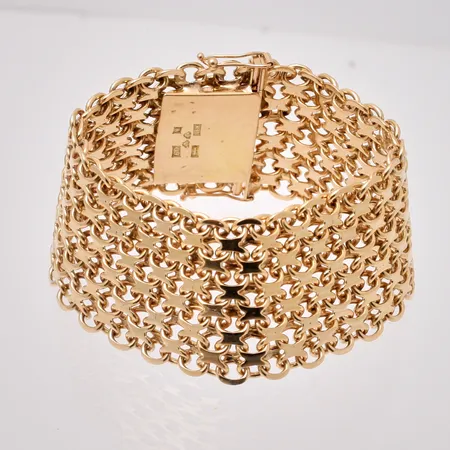 Armband Xlänk 18,5cm, bredd 27,6mm, NSE, fint skick, 18K, 72,91g.
