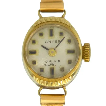 Damur Anker, 14K guld, Ø14,5 mm, manuell - defekt urverk, bruksmärken, 15,8g Vikt: 15,8 g