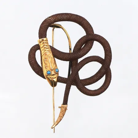 Brosch guld och hårarbete,Jonas Frohm Helsingborg 1842,längd ca 5 cm,18k. Vikt: 2,2 g