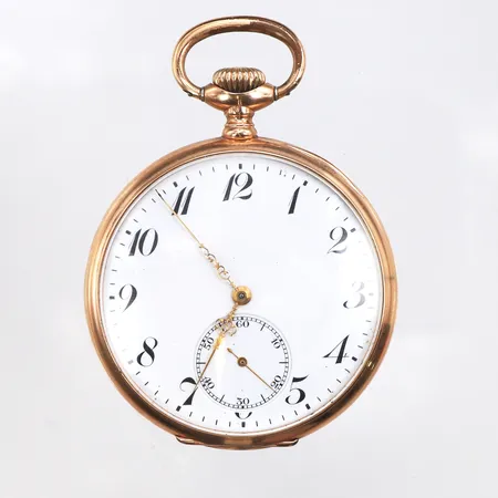 Fickur Zenith diameter ca 50 mm,separat sekundvisare,tickar igång men ej funktionstestat,någon ojämnhet/repa,14k.