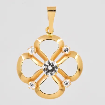 Hänge med vita stenar längd 28mm inklusive ögla bredd 20,5mm 18K Vikt: 1,1 g