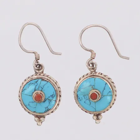 Örhängen med turkosa stenar, längd 30mm, 925/1000 silver Vikt: 4,6 g