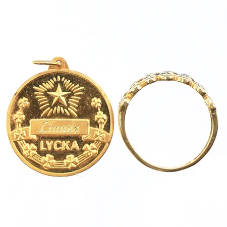 Trasigt guld,några små diamanter,18k. Vikt: 5,8 g