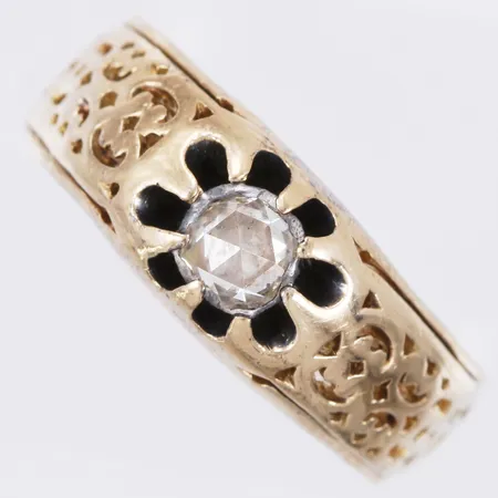 Ring med rostensten stl: ca 16 bredd: ca 2-5mm ostämplat 18K Vikt: 3,2 g