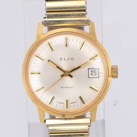 Armbandsur Eljo, manuell 34mm 18K, datum, flexband i metall