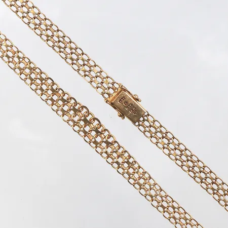 Collier X-länk,ojämnheter,Brofod Aktiebolaget Falköping,längd ca 46 cm,bredd 6.9-7.2 mm,18k. Vikt: 17,8 g