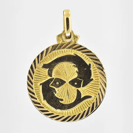 Hänge stjärntecken fiskarna längd 29mm Ø20mm, 18K. Vikt: 3,2 g