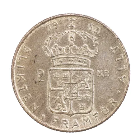 Mynt 2 krona 1963. Vikt: 13,8 g