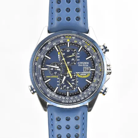 Herrur Citizen Eco-Drive Promaster Blue Angels World Chronograph WR200, stål, Ø43mm, refnr H800-S081165, serienr 631021322, boettnr GN-4W-S-12G, radio controlled, datum, inga tillbehör.