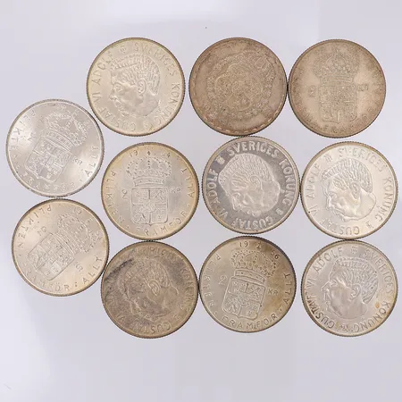 10 Silvermynt Sverige 2 kronor, 400/1000 Vikt: 154,2 g