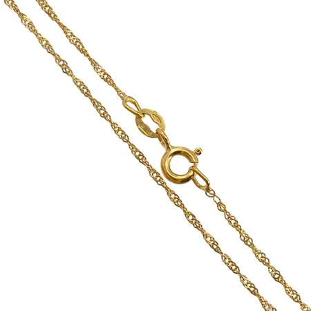 Halskedja Singapore, 18K guld, UnoAerre Italien, längd 44,5 cm, bredd 1,1 mm, fint skick Vikt: 1,4 g