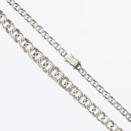 Kedja Bismarck 50cm, bredd: 5-10mm, kistlås, GHA silver 925/1000 Vikt: 23,5 g