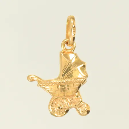 Hänge / berlock barnvagn 14x14mm exkl ögla, 18K 1,3g Vikt: 1,3 g