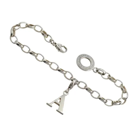 Armband THOMAS SABO CHARM CLUB silver 925/1000, längd 18 cm, total längd inkl. avslutande charm 19,5 cm, länkens bredd 5 mm, charm bokstaven "A" Vikt: 9,6 g