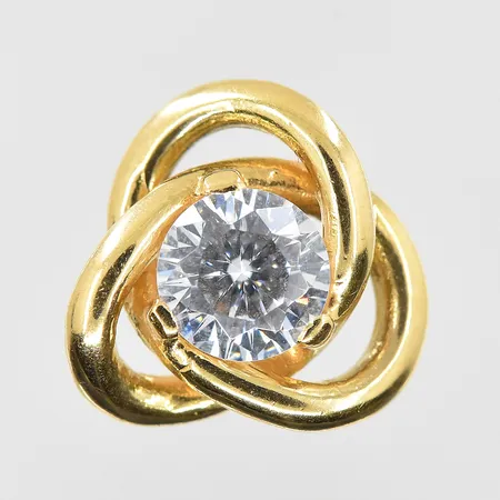 Hänge knut med vit sten Ø13mm, modell utan hängögla, 18K. Vikt: 2,9 g