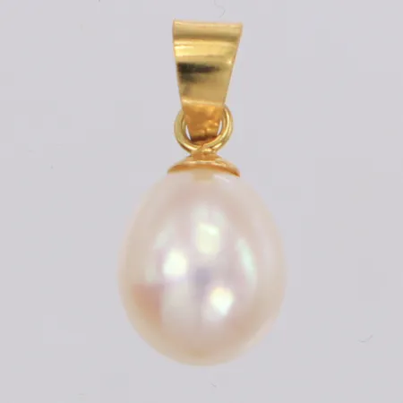 Hänge med odlad pärla, 16x8mm, 18K Vikt: 0,8 g