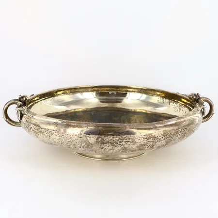 Skål på fot Georg Jensen modell 625C,höjd:ca 6,5cm, Ø24,5cm, silver925/1000 Vikt: 887 g