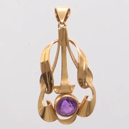 Häng med lila sten längd 3,5cm, bredd 1,6cm, 18K Vikt: 2,9 g