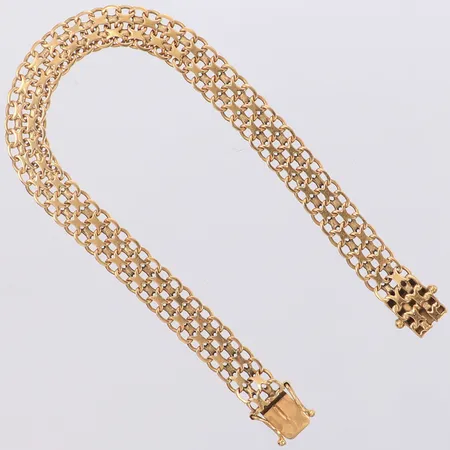 Armband x-länk längd 20,5cm, bredd 9mm, Stockholm år 1958, 18K Vikt: 13 g