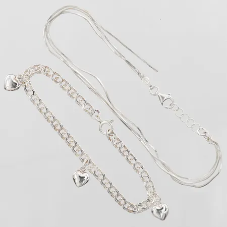 Två armband defekta, silver 925/1000 Vikt: 6,6 g