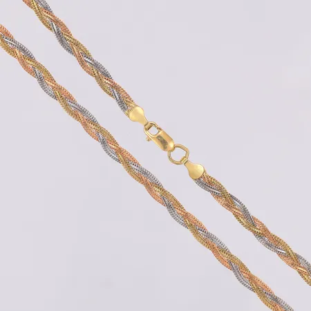 Collier flätad trefärgad 43cm, bredd: 4mm, 18K Vikt: 6,1 g