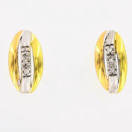 Örhängen med diamanter ca6x0,005ct, 6,7x1,3mm, röd/gul/vitguld 18K  Vikt: 1,5 g