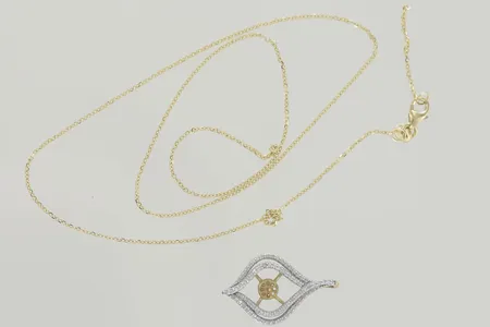 Halskedja 18K 1,6 gr/hänge defekt pärla 14k 1,5 gr Vikt: 3,1 g