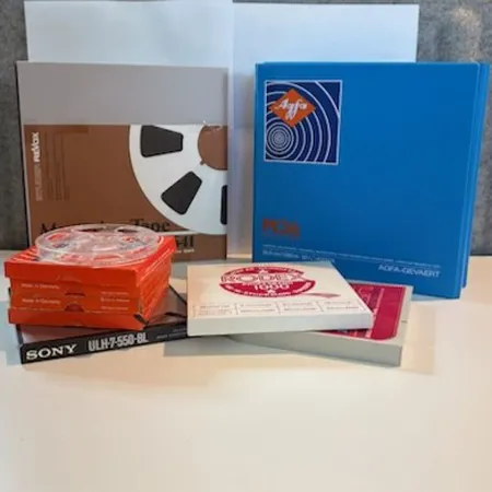 3 Rullband Agfa-Gevaert Magnetonband PE36 BASF Reel-to-Reel Tape 1 rullband Revox mastering tape 641,  2 sony rullband ULH 550m, SLH-7-550-BL , 1 rodex, proffsband 1000,  4st rullband Agfa PE21