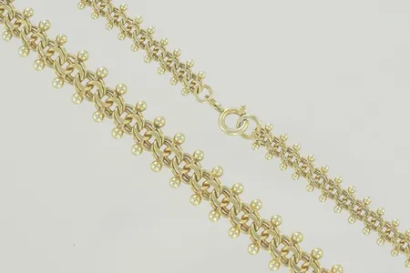 Halskedja bismark längd 42 cm bredd 7-10 mm 14K Vikt: 27,6 g