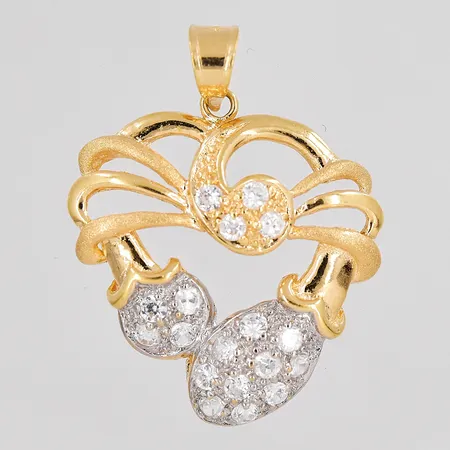 Hänge med vita stenar längd 30mm inklusive ögla bredd 24mm 21K Vikt: 4,9 g