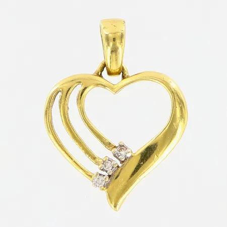 Hänge hjärta vita stenar längd 19mm bredd 14mm GHA 18K. Vikt: 1,2 g