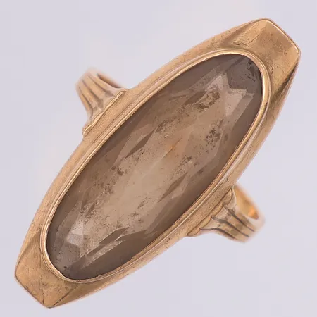 Ring med rökkvarts stl:16¾, 18K Vikt: 3,9 g