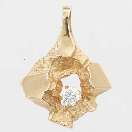 Hänge med vit sten, längd 19mm, bredd 14mm, 18K Vikt: 1,5 g