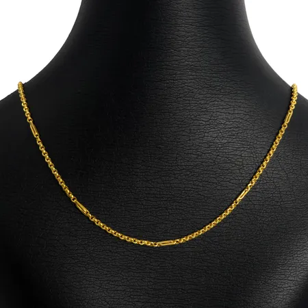 Halskedja, 23K guld (965/1000), längd 46,5 cm, bredd 2,3 mm, låsögla med avbruten böj Vikt: 7,5 g