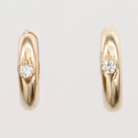 Örhängen creoler med vita stenar Ø11mm, bredd 3mm, 18K Vikt: 0,6 g