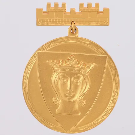 Medaljong, 48x36mm, gravyr, sporrong, 14K 26,8g Vikt: 26,8 g