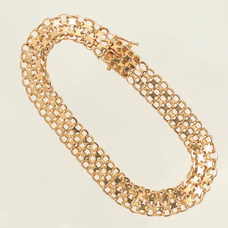 Armlänk X-länk längd 21cm bredd 10mm, en låsåtta saknas, 18K 18,5g Vikt: 18,5 g