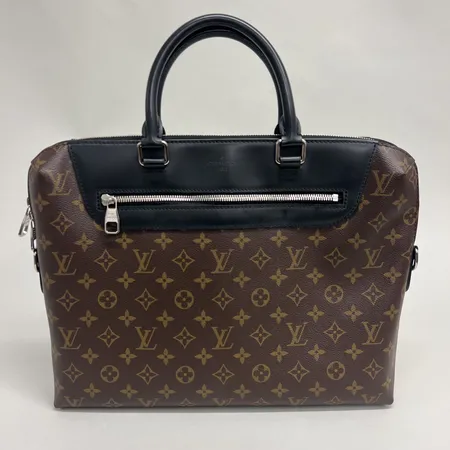 Väska Louis Vuitton Porte Documents Jour Macassar, monogram canvas, modell M54019, mått 37x6x29, kvitto Birger Jarlsgatan Stockholm 2016, detaljer i silverfärgad metall, avtagbar och justerbar axelrem, dustbag
