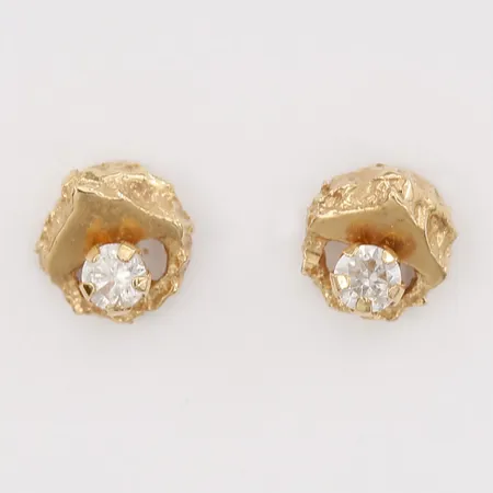 Örhängen med vita stenar Ø6mm, 18K  Vikt: 1,1 g