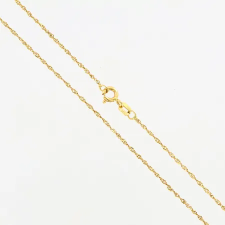 Kedja Singapore längd 42cm bredd 1mm 18K. Vikt: 1,3 g