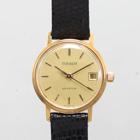 Damur Tissot quartz läderband Ø21,8mm, gravyr behov av batteribyte,  18K  Vikt: 0 g