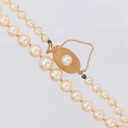 Pärlcollier doserat 73 odlade pärlor, längd 51cm, Ø5,0-8,8mm, säkerhetskedja,  lås i 18K Vikt: 0 g