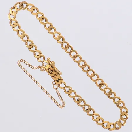 Armband Pansar, innermått ca 16cm, bredd 4mm, säkerhetskedja, 18K Vikt: 6,2 g