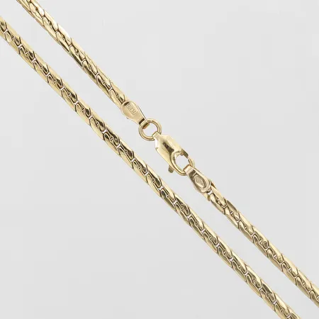 Collier längd 42,5cm, bredd ca 3mm, ihålig, Svedbom & Co AB, 18K Vikt: 6,5 g