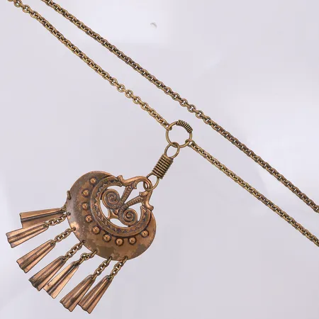 Bronscollier Kalevala Mångudinnan kedja ca 74cm, hänge 11 x 48mm