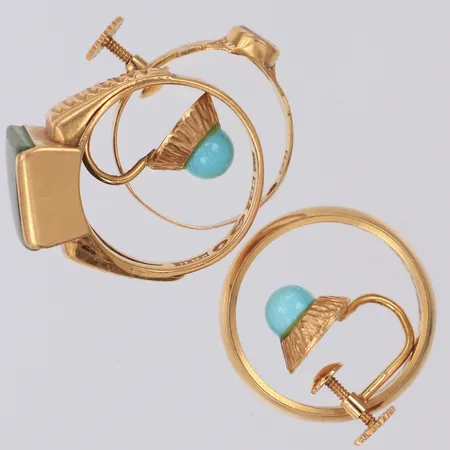 Diverse guld, stenar, gravyr, skadat, defekt, 18K Bruttovikt 14,5g 