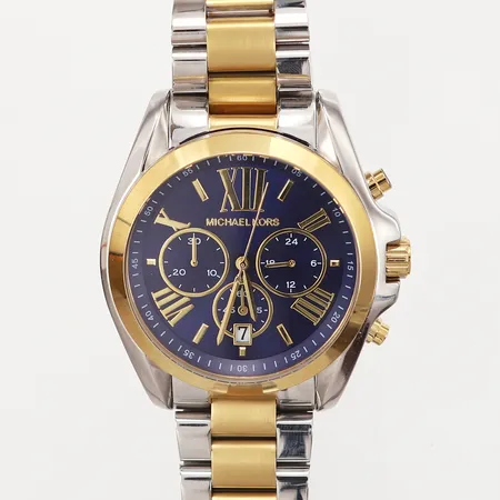 Herrur Michael Kors quartz stål/gulmetall Ø41mm innemått: ca 18,5cm, referensnr: MK-5976, snr: 251501, blå urtavla, kronograf, datum, box