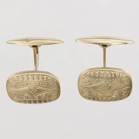 Manschettknappar med mönster längd 16mm, bredd 14mm, 14K Vikt: 4,6 g