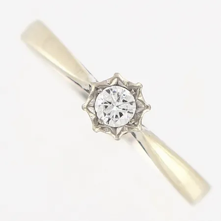 Ring med diamant 0,10ct stl:17½, bredd: 2,3-5,2mm, 18K Vikt: 2,1 g